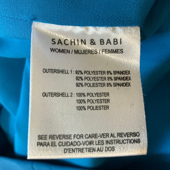 Sachin & Babi Cyrstal Beaded Short Sleeve Mini Shift Cocktail Dress Blue Size 14 - Picture 11 of 12